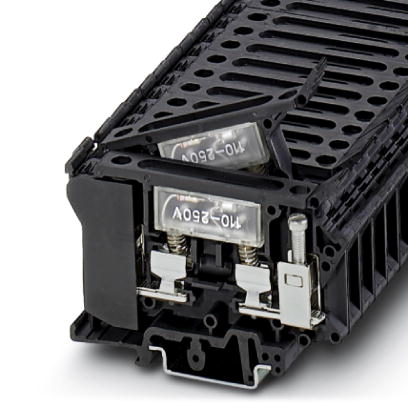 Phoenix Contact Fuse Terminal Block;UK 6.3-HESILA 250; 10A; 600V; #26 - #8; Glass; G / 6;3 x 32; 250VAC/DC; Screw Connection; Black